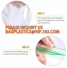 Food grade packing PE transparent custom printed zipper bags with double zipper, Sandwich k baggies food freezer supplier