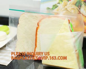 Food grade packing PE transparent custom printed zipper bags with double zipper, Sandwich k baggies food freezer supplier