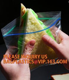 Food grade packing PE transparent custom printed zipper bags with double zipper, Sandwich k baggies food freezer supplier