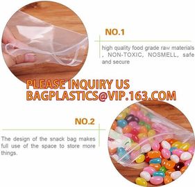 Food grade packing PE transparent custom printed zipper bags with double zipper, Sandwich k baggies food freezer supplier