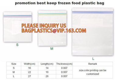 Food grade packing PE transparent custom printed zipper bags with double zipper, Sandwich k baggies food freezer supplier