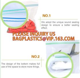 Food grade packing PE transparent custom printed zipper bags with double zipper, Sandwich k baggies food freezer supplier