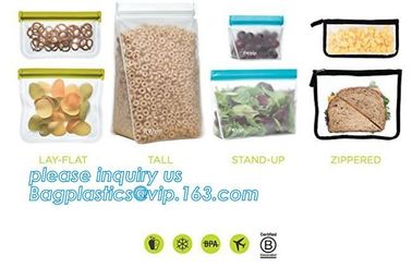 Clear Food Grade Stand-Up Leakproof Reusable PEVA Storage Bag, Preservation Bags for Vegetable,Fruit, Meat, Fish, Snack supplier