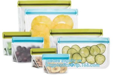 Clear Food Grade Stand-Up Leakproof Reusable PEVA Storage Bag, Preservation Bags for Vegetable,Fruit, Meat, Fish, Snack supplier