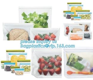 Clear Food Grade Stand-Up Leakproof Reusable PEVA Storage Bag, Preservation Bags for Vegetable,Fruit, Meat, Fish, Snack supplier