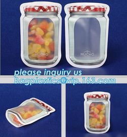 Matte Clear Bags Zip Lock Resealable Packing Grain Food Pouches, Reusable Sealing Food Pouches With Window For Storing C supplier