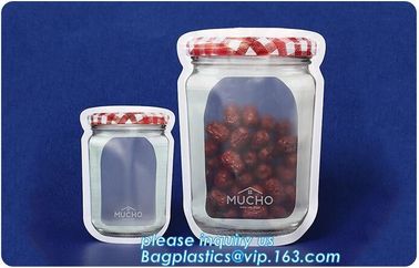 Matte Clear Bags Zip Lock Resealable Packing Grain Food Pouches, Reusable Sealing Food Pouches With Window For Storing C supplier