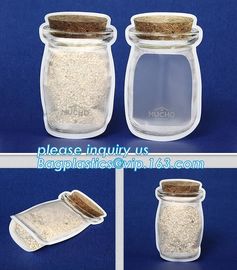 Matte Clear Bags Zip Lock Resealable Packing Grain Food Pouches, Reusable Sealing Food Pouches With Window For Storing C supplier