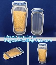 Matte Clear Bags Zip Lock Resealable Packing Grain Food Pouches, Reusable Sealing Food Pouches With Window For Storing C supplier