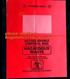 biodegradable biohazard eco bag, PE poly Biohazard Medical Waste Disposable Bag, Extra large capacity biohazard drawtape supplier