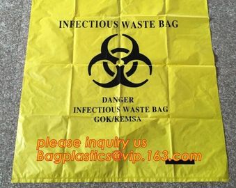 biodegradable biohazard eco bag, PE poly Biohazard Medical Waste Disposable Bag, Extra large capacity biohazard drawtape supplier