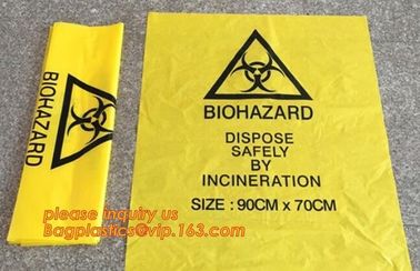 biodegradable biohazard eco bag, PE poly Biohazard Medical Waste Disposable Bag, Extra large capacity biohazard drawtape supplier