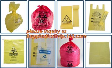 LDPE drawstring type biohazard waste garbage bag, HDPE drawstring type biohazard waste garbage bag, isolation infectious supplier