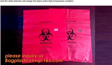 Durable plastic Biohazard Bags for medical waste, biohazard specimen transport poly bag, hazardous waste yellow plastic supplier