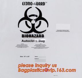 Durable plastic Biohazard Bags for medical waste, biohazard specimen transport poly bag, hazardous waste yellow plastic supplier