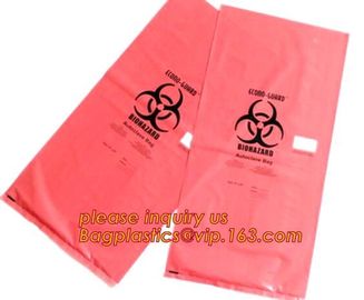 Durable plastic Biohazard Bags for medical waste, biohazard specimen transport poly bag, hazardous waste yellow plastic supplier