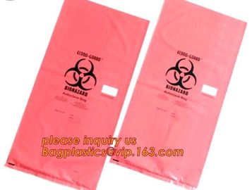 Durable plastic Biohazard Bags for medical waste, biohazard specimen transport poly bag, hazardous waste yellow plastic supplier