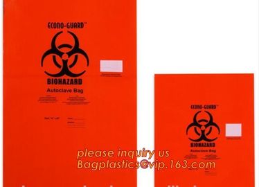 Durable plastic Biohazard Bags for medical waste, biohazard specimen transport poly bag, hazardous waste yellow plastic supplier