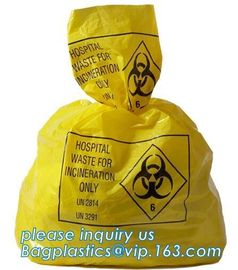 Biohazard sterilization disposable medical bag, garden waste bag, Yellow Medical Waste Bag for Hospital Garbage, bagplas supplier