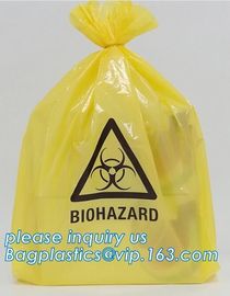 Medical Biohazard Waste Bags for Hosptial, PE Flat disposable biohazard garbage bag / waste bag / trash bag, bagplastics supplier