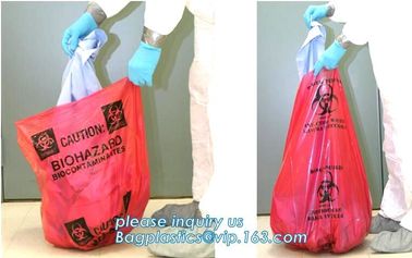 Biohazard infectious plastic waste bags Dustbin liners, PE biohazard eco bag, Biohazard Bags for medical waste use, pac supplier