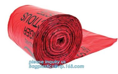 Heavy Duty Dustbin liner Plastic biohazard infectious waste, Biohazard Garbage Bag for Medication, biohazard on roll cus supplier