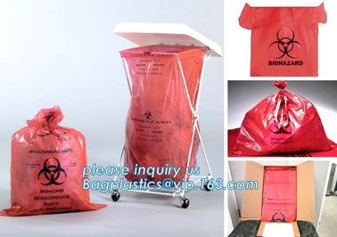 Plastic biohazard infectious waste Dustbin liner, Autoclave Biohazard Bags, High density PE drawstring garbage bag bioha supplier