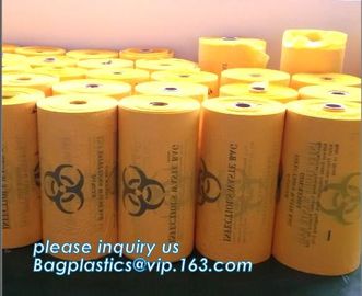 Biohazard medical waste bag yellow plastic draw tape bag, promotional medical bags, madical biohazard bags, bagplastics supplier