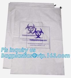 Disposable biohazard infectious plastic drawstring medical waste bag, Promotional mini biohazard drawstring packaging ba supplier