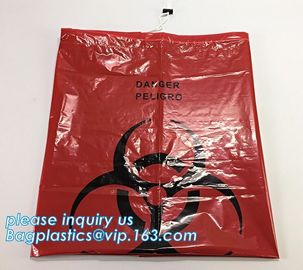 Cheap Medical Drawstring Biohazard Waste Bags, HDPE/LDPE drawstring type biohazard waste garbage bag, DRAWTAPE BAGS PAC supplier