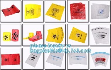 Customized plastic biohazard medical waste drawstring bag, Drawstring Biohazard Bags,Durable Autoclave Medical Packaging supplier