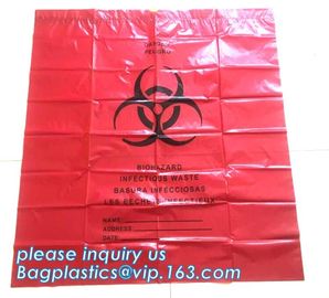 Customized plastic biohazard medical waste drawstring bag, Drawstring Biohazard Bags,Durable Autoclave Medical Packaging supplier