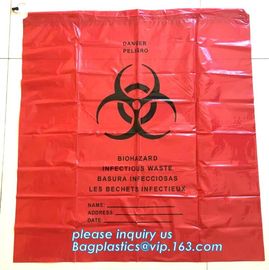 Customized plastic biohazard medical waste drawstring bag, Drawstring Biohazard Bags,Durable Autoclave Medical Packaging supplier