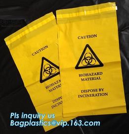 Adhensive tape bag, self seal bagsYellow/red/black biohazard infectious/medical waste bag/liner with drawcord/drawstring supplier