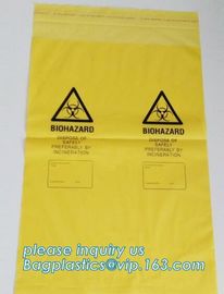 Adhensive tape bag, self seal bagsYellow/red/black biohazard infectious/medical waste bag/liner with drawcord/drawstring supplier