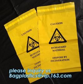 Adhensive tape bag, self seal bagsYellow/red/black biohazard infectious/medical waste bag/liner with drawcord/drawstring supplier