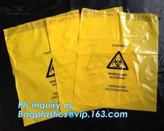 Adhensive tape bag, self seal bagsYellow/red/black biohazard infectious/medical waste bag/liner with drawcord/drawstring supplier