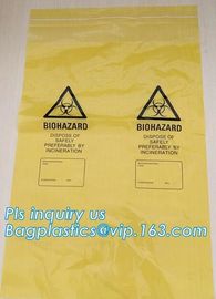 Adhensive tape bag, self seal bagsYellow/red/black biohazard infectious/medical waste bag/liner with drawcord/drawstring supplier