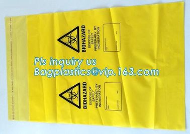 Adhensive tape bag, self seal bagsYellow/red/black biohazard infectious/medical waste bag/liner with drawcord/drawstring supplier