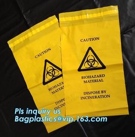 Adhensive tape bag, self seal bagsYellow/red/black biohazard infectious/medical waste bag/liner with drawcord/drawstring supplier