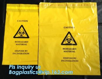 Adhensive tape bag, self seal bagsYellow/red/black biohazard infectious/medical waste bag/liner with drawcord/drawstring supplier