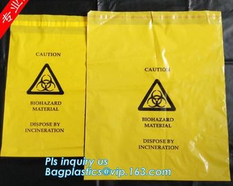 Adhensive tape bag, self seal bagsYellow/red/black biohazard infectious/medical waste bag/liner with drawcord/drawstring supplier