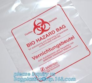 60 micron clear LDPE plastic cotton draw string garbage biohazard bag, Custom printed compostable flat on roll trash bag supplier