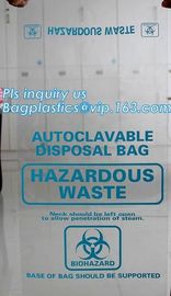 Colored medical waste bags biohazard garbage plastic bags on roll with warning logo, Flat top recycling colored biohazar supplier