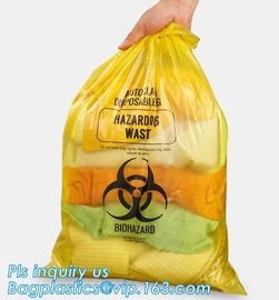 HDPE materials yellow color disposable plastic medical biohazard bag, Autoclavable Polypropylene Bags with Message, pac supplier