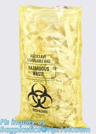 HDPE materials yellow color disposable plastic medical biohazard bag, Autoclavable Polypropylene Bags with Message, pac supplier