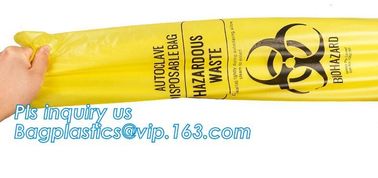 HDPE materials yellow color disposable plastic medical biohazard bag, Autoclavable Polypropylene Bags with Message, pac supplier