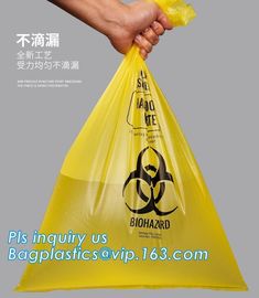 HDPE materials yellow color disposable plastic medical biohazard bag, Autoclavable Polypropylene Bags with Message, pac supplier