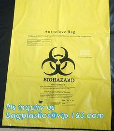 Large Capacity Red Biohazardous Disposal Medical Waste Plastic Trash Bags on Roll, High temperature resistance 120C Bioh supplier