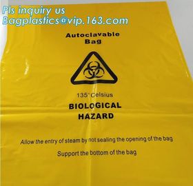 biohazard plastic waste bags clinical disposal bags in yellow color, heavy duty red medical biohazard garbage trash bags supplier